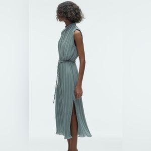 Zara Seafoam Green Pleated Midi Dress